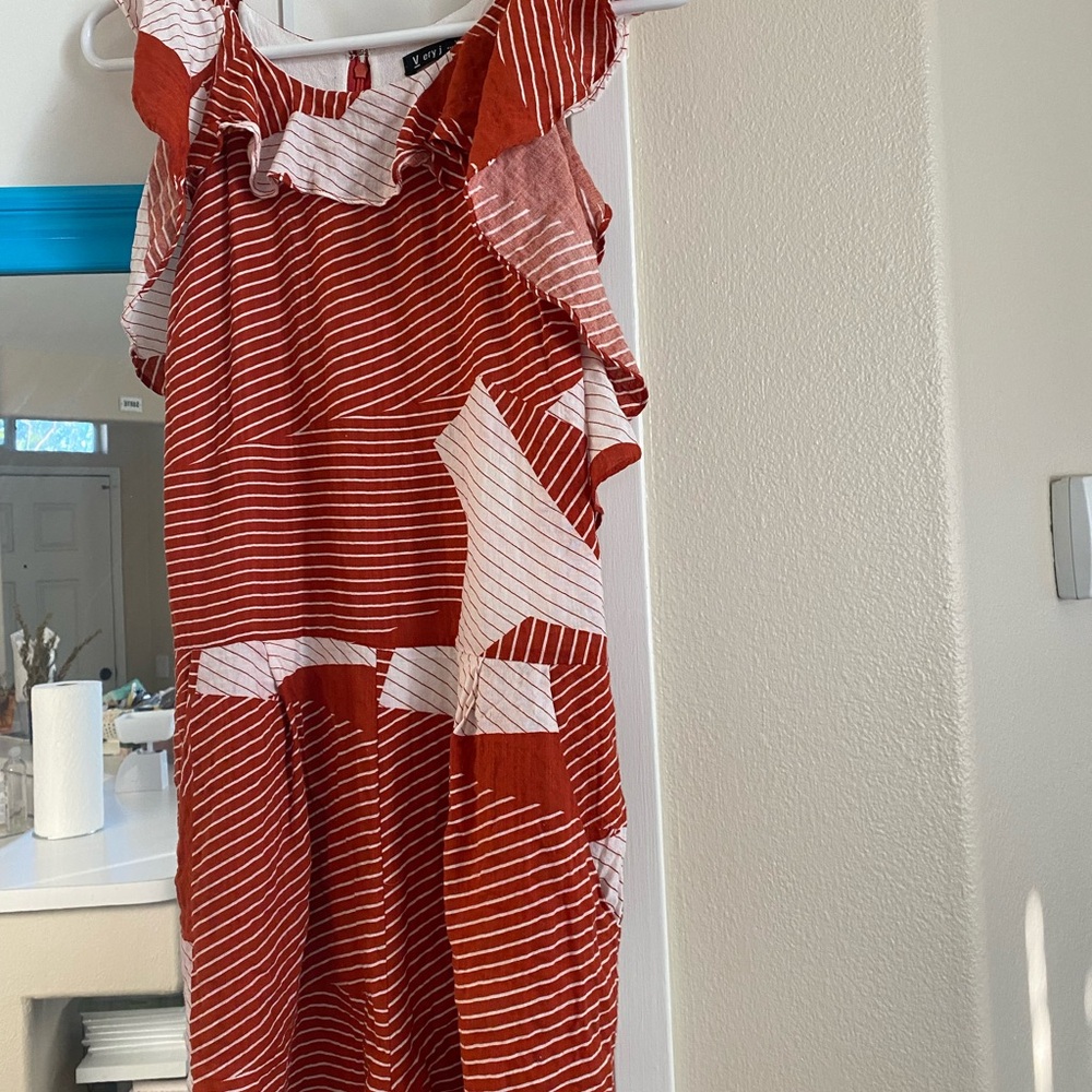 Very J Orange and White Striped romper medium